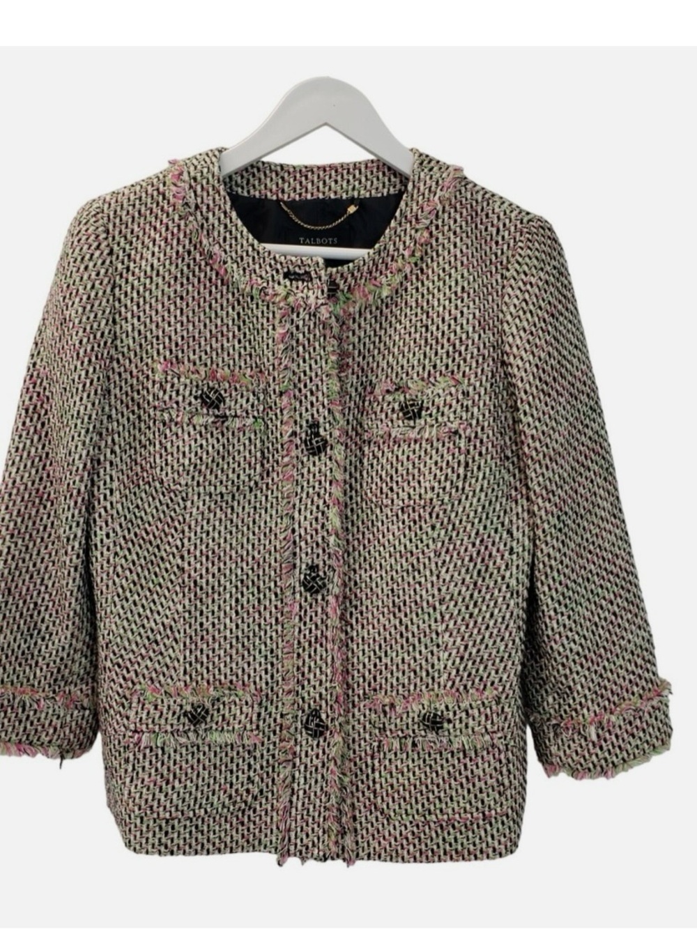 Talbots woman Tweed Jacket in Pink & Black